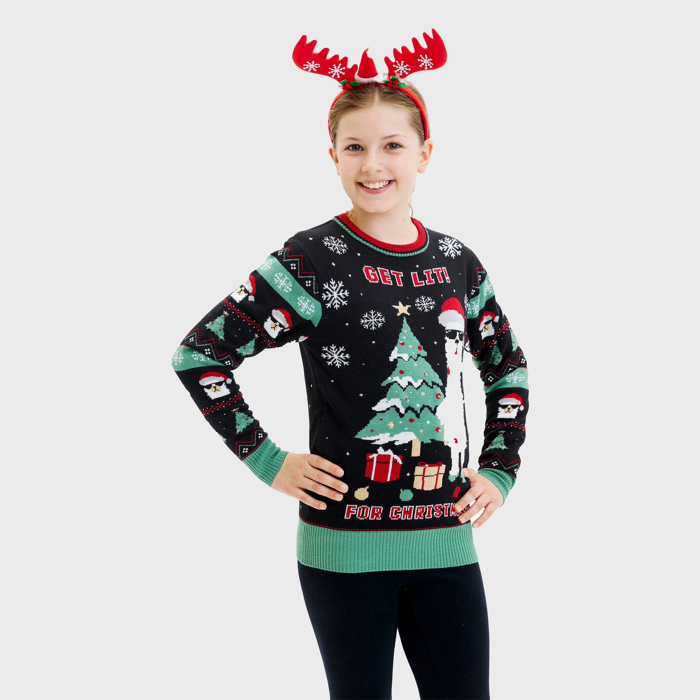 Get Lit Llama Christmas Sweater - Kinderen
